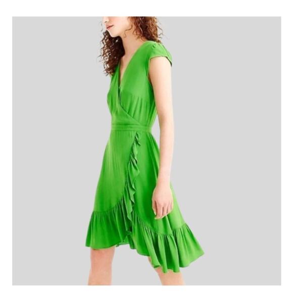J Crew Faux Wrap Ruffle Dress Size 00 - Picture 1 of 13